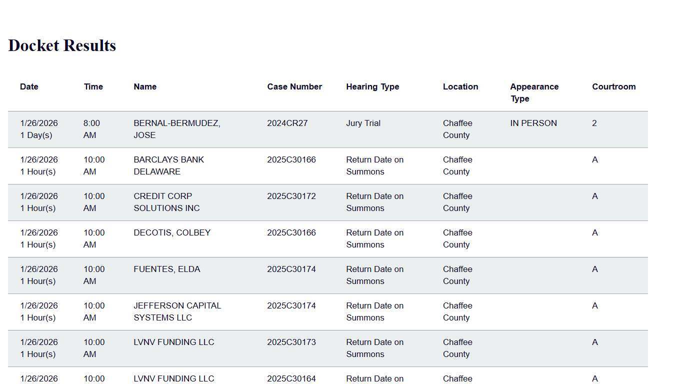 Docket Print Results Colorado Judicial Branch