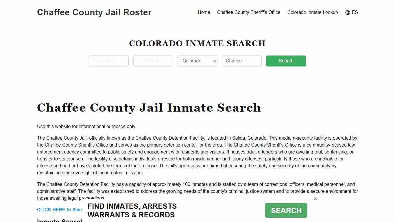 Chaffee County Jail Roster Lookup, CO, Inmate Search